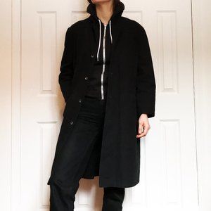 Chic Boxy Oversized Black Canvas Unisex Overcoat
